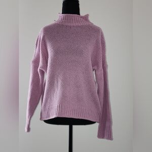 Light Purple Turtleneck Knit Sweater - Women